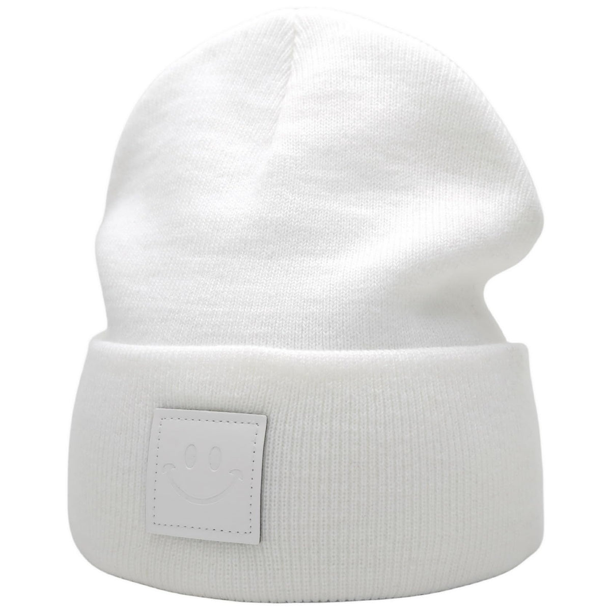 55cube Unisex Knit Cuffed Beanie Hats Warm Winter Caps with Leather Logos