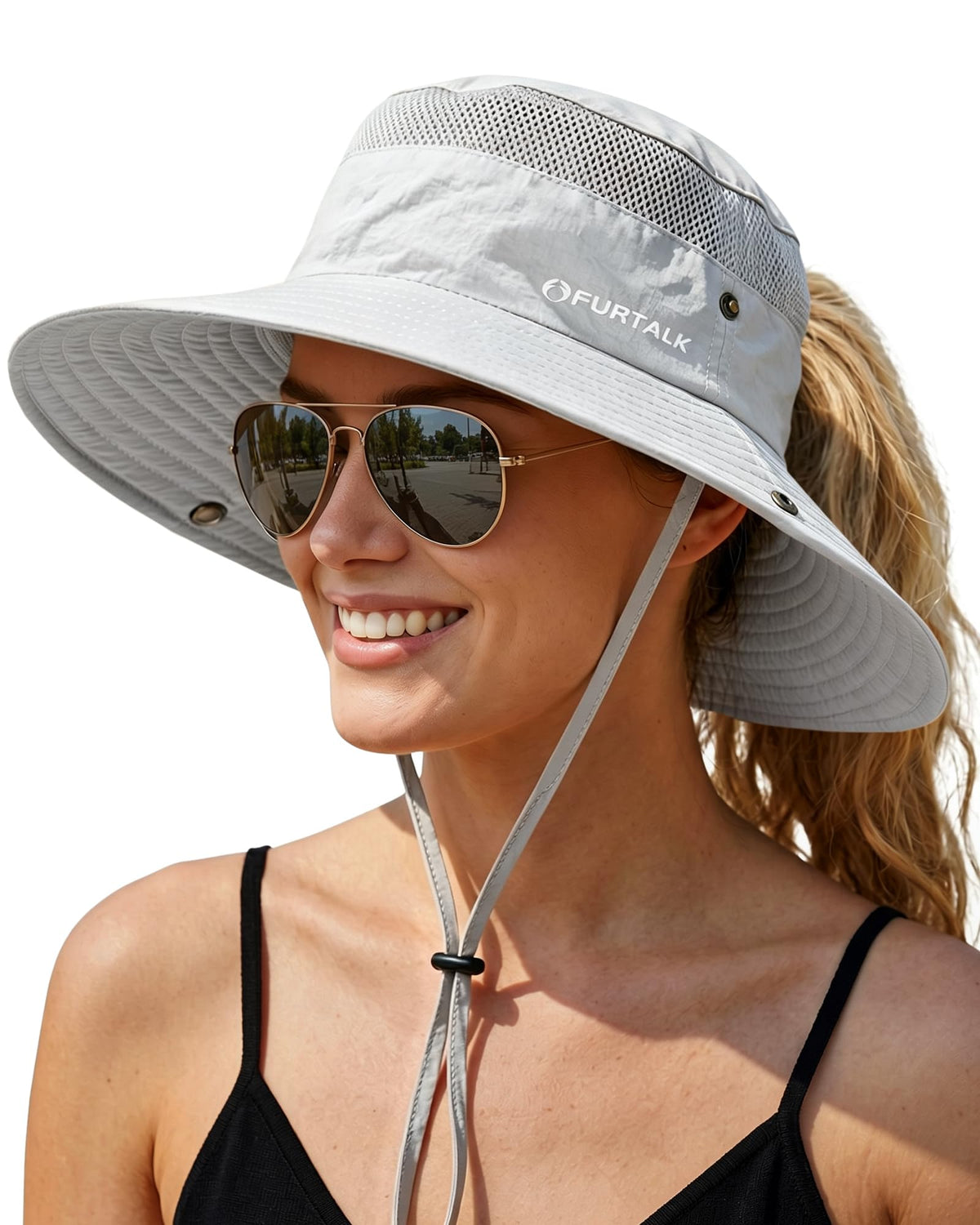 FURTALK Sun Hats for Women UV Protection Wide Brim Ponytail Hiking Hat