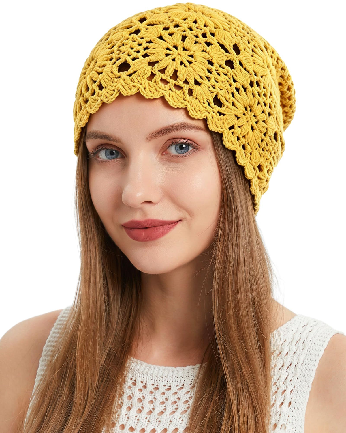 Ababalaya Women's 100% Cotton Handmade Crochet Hat Boho Beanie