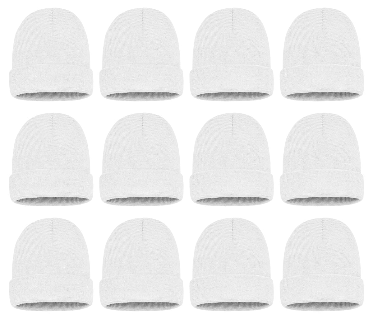 12 Pack Winter Beanie Hats for Men Women, Warm Cozy Knitted Cuffed Skull Cap, Wholesale