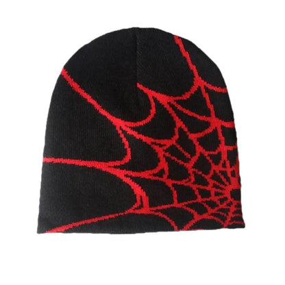 Pooyikoi Y2K Gothic Spider Pattern Wool Acrylic Knitted Hat Women Beanie Winter Warm Beanies Men Casual Skullies Outdoor