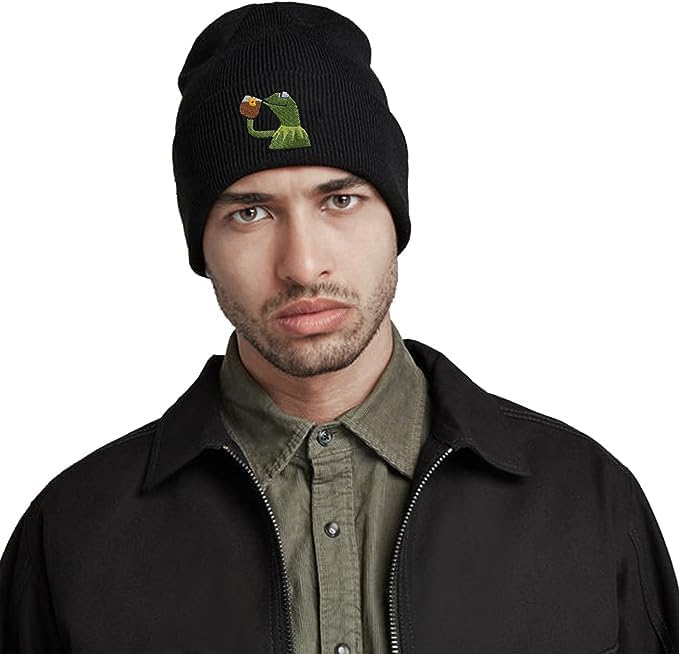 Funny Beanies Hat, Men's and Women's Winter Warm Black Fashion Cool Embroidered Knit Hat