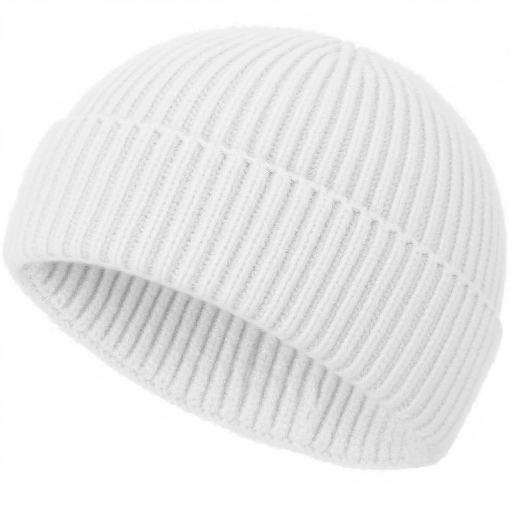 Wool Fisherman Beanies for Men Knit Fall Winter Beanie Hat Skull Cap