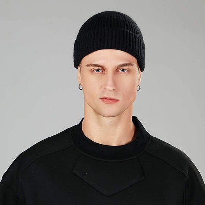 ROYBENS Swag Wool Knit Cuff Short Fisherman Beanie for Men Women Winter Hat
