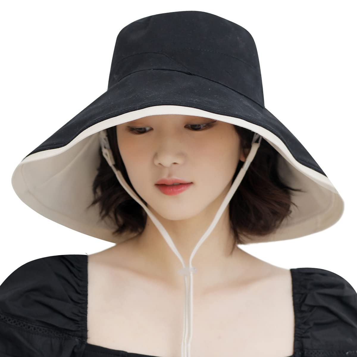 HUAMULAN Women Summer Vacation Wide Brim Sun Hat Reversible Fishing Hats