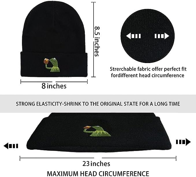 Funny Beanies Hat, Men's and Women's Winter Warm Black Fashion Cool Embroidered Knit Hat