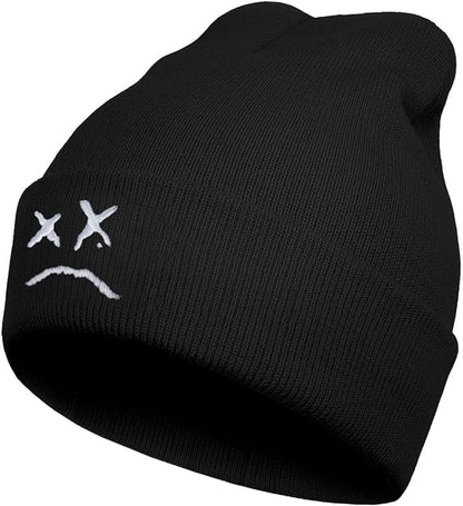 Funny Beanies Hat, Men's and Women's Winter Warm Black Fashion Cool Embroidered Knit Hat