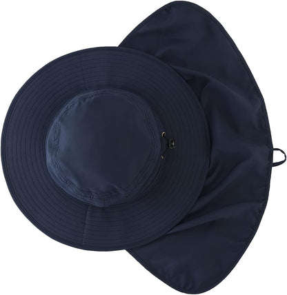 Home Prefer UPF50 Mens Sun Hat with Neck Flap Quick Dry UV Protection Cap Womens Wide Brim Fishing Hat Neck Flap Beach Garden
