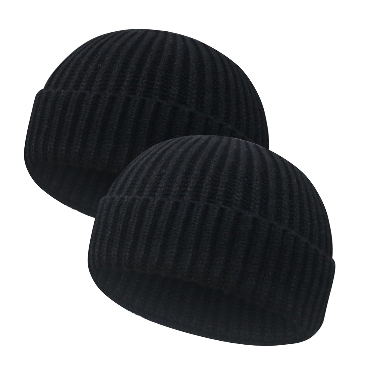 Wool Fisherman Beanies for Men Women Short Cuff Knit Beanie
