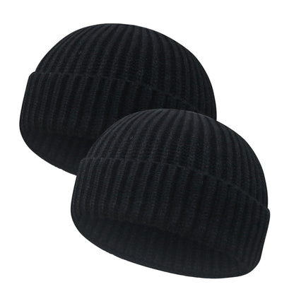 Wool Fisherman Beanies for Men Women Short Cuff Knit Beanie