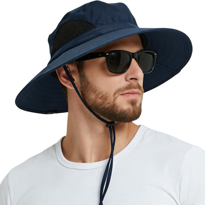 Wide Brim Sun Bucket Hat, Waterproof Boonie Hat for Men & Women