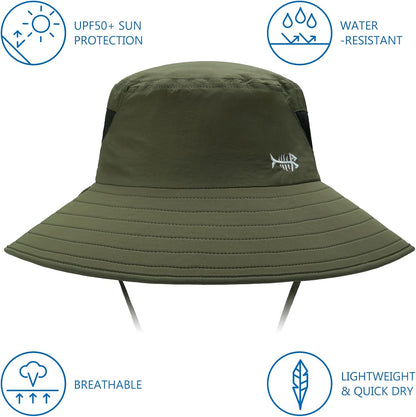 BASSDASH UPF 50+ Breathable Sun Hat with Removable Face Cover and Neck Flap Wide Brim Bucket Hat for Fishing Hiking Men Women