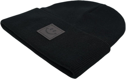 55cube Unisex Knit Cuffed Beanie Hats Warm Winter Caps with Leather Logos