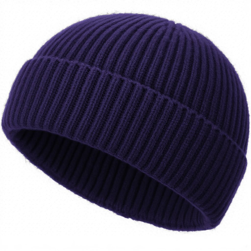 Wool Fisherman Beanies for Men Knit Fall Winter Beanie Hat Skull Cap