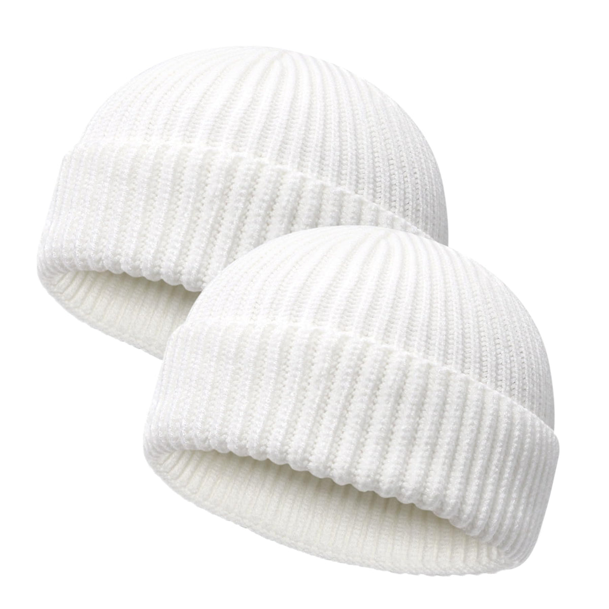 Wool Fisherman Beanies for Men Women Short Cuff Knit Beanie