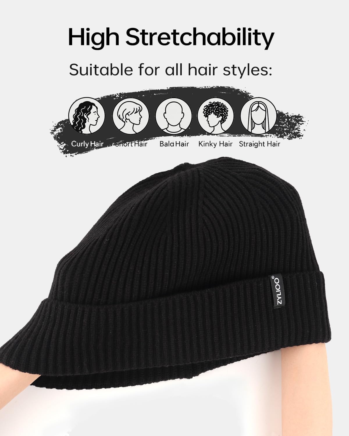 Zylioo XXL Beanie for Men,Big Head Winter Knit Hat,Stretch Warm Skull Cap