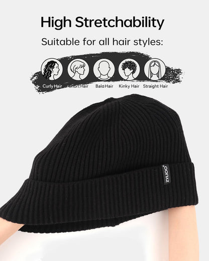 Zylioo XXL Beanie for Men,Big Head Winter Knit Hat,Stretch Warm Skull Cap