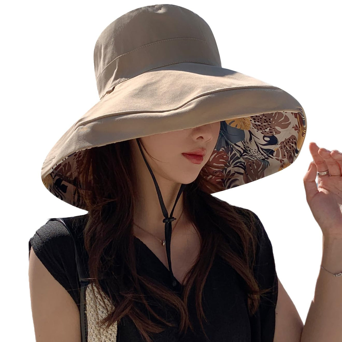 HUAMULAN Women Summer Vacation Wide Brim Sun Hat Reversible Fishing Hats