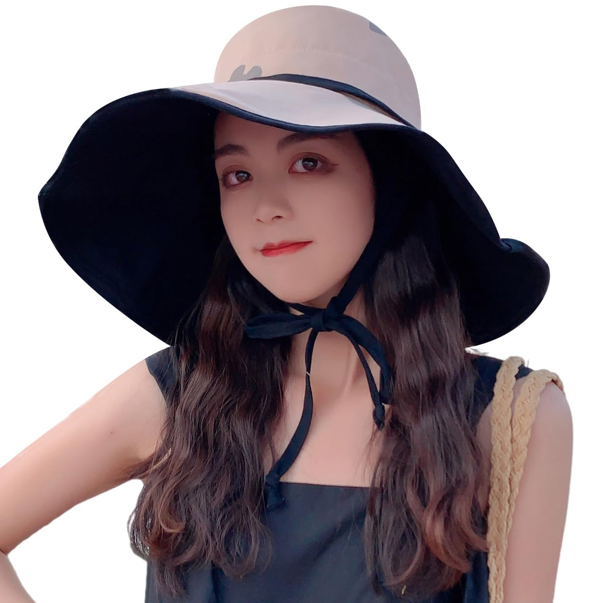 HUAMULAN Women Summer Vacation Wide Brim Sun Hat Reversible Fishing Hats