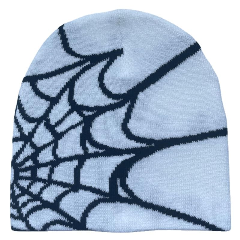 Pooyikoi Y2K Gothic Spider Pattern Wool Acrylic Knitted Hat Women Beanie Winter Warm Beanies Men Casual Skullies Outdoor