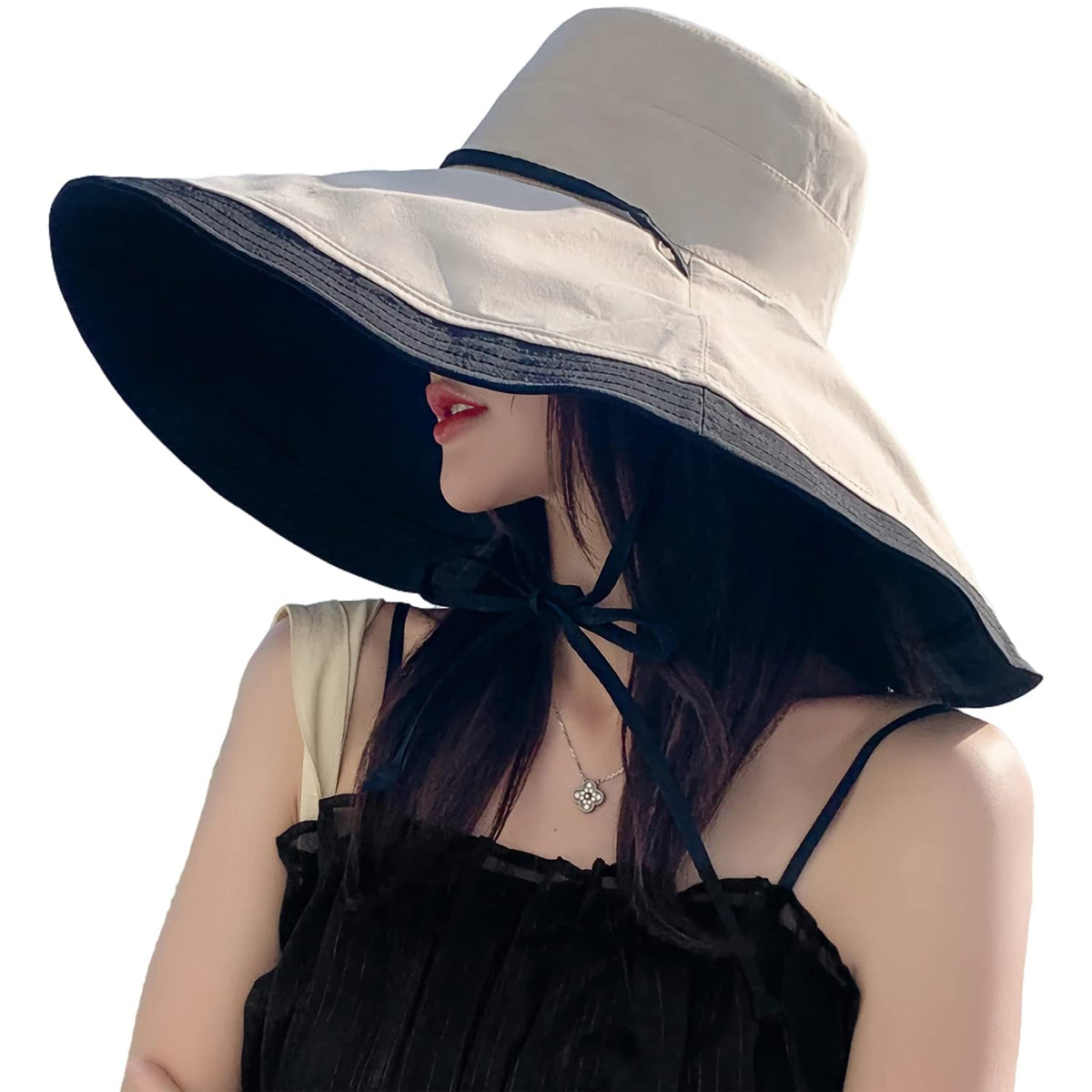 HUAMULAN Women Summer Vacation Wide Brim Sun Hat Reversible Fishing Hats