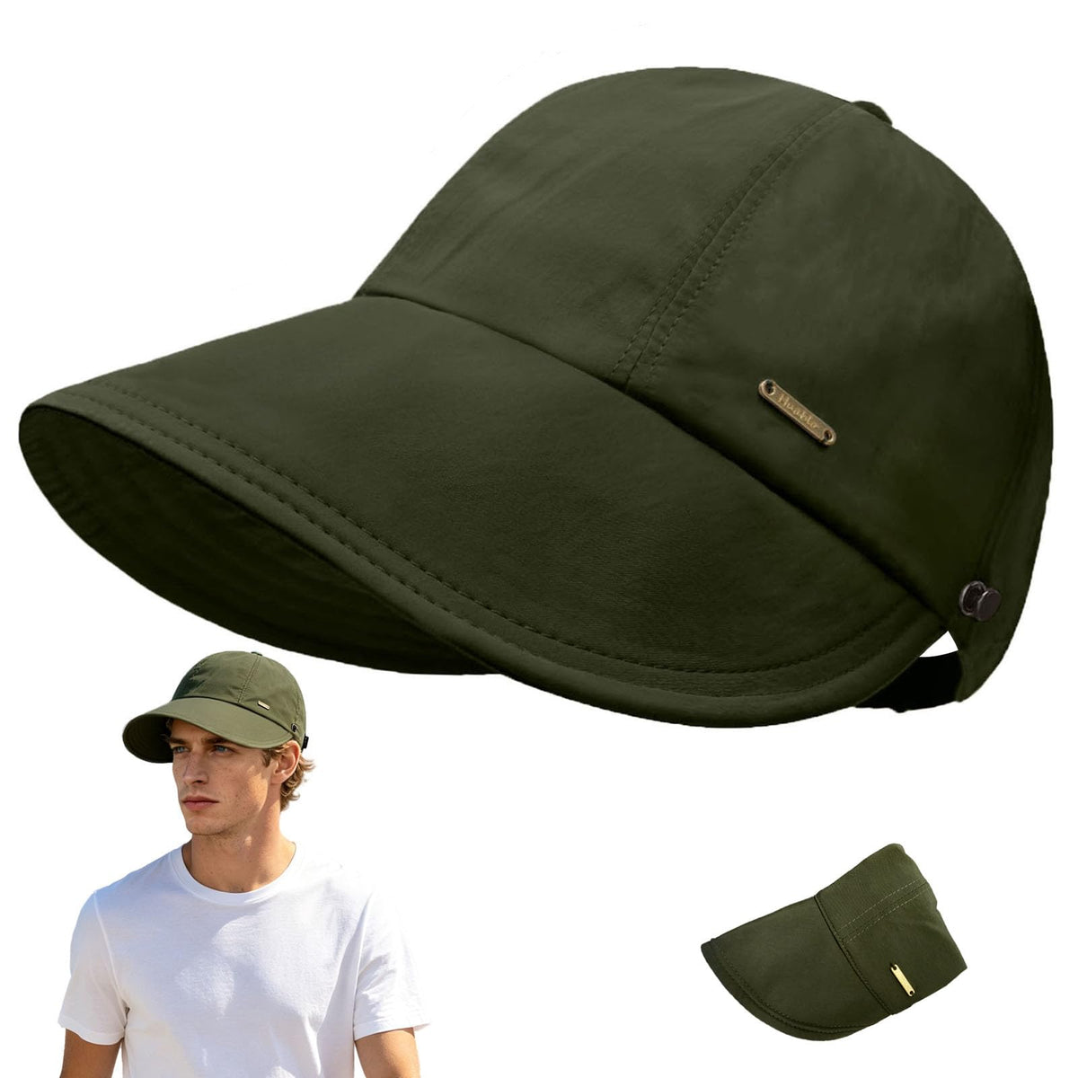 UPF 50+Womens Sun Hat UV Protection Hiking Fishing Hats Wide Brim Hat Adjustable Ponytail Packable Sun Cap