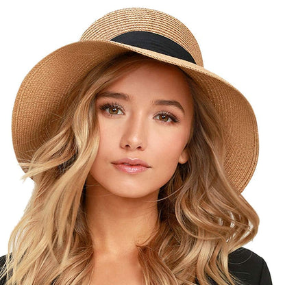 FURTALK Womens Beach Sun Straw Hat Wide Brim UV Protection Travel Hat