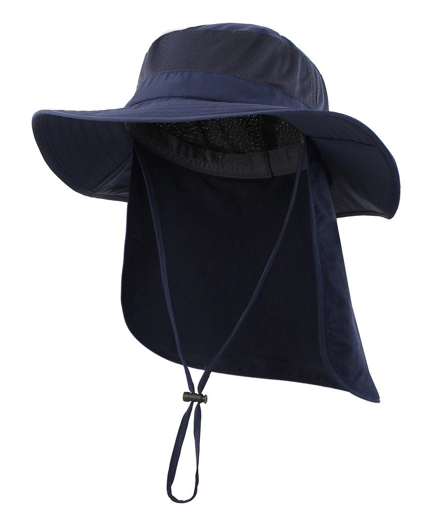 Home Prefer Outdoor UPF50+ Mesh Sun Hat Wide Brim Fishing Hat with Neck Flap Sun Hat for Men Women