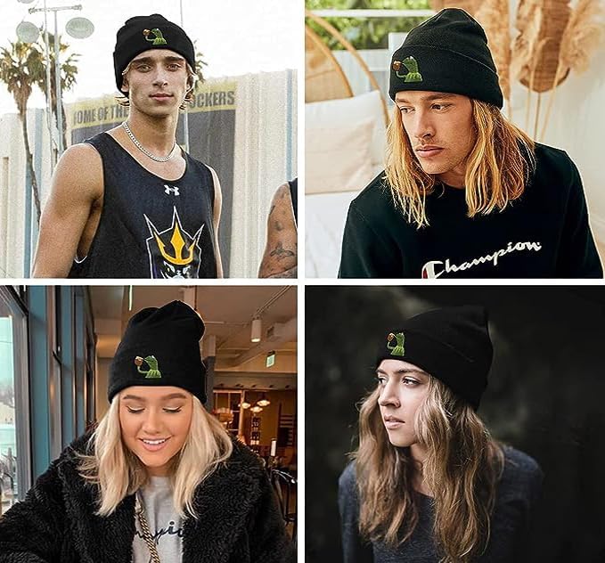 Funny Beanies Hat, Men's and Women's Winter Warm Black Fashion Cool Embroidered Knit Hat