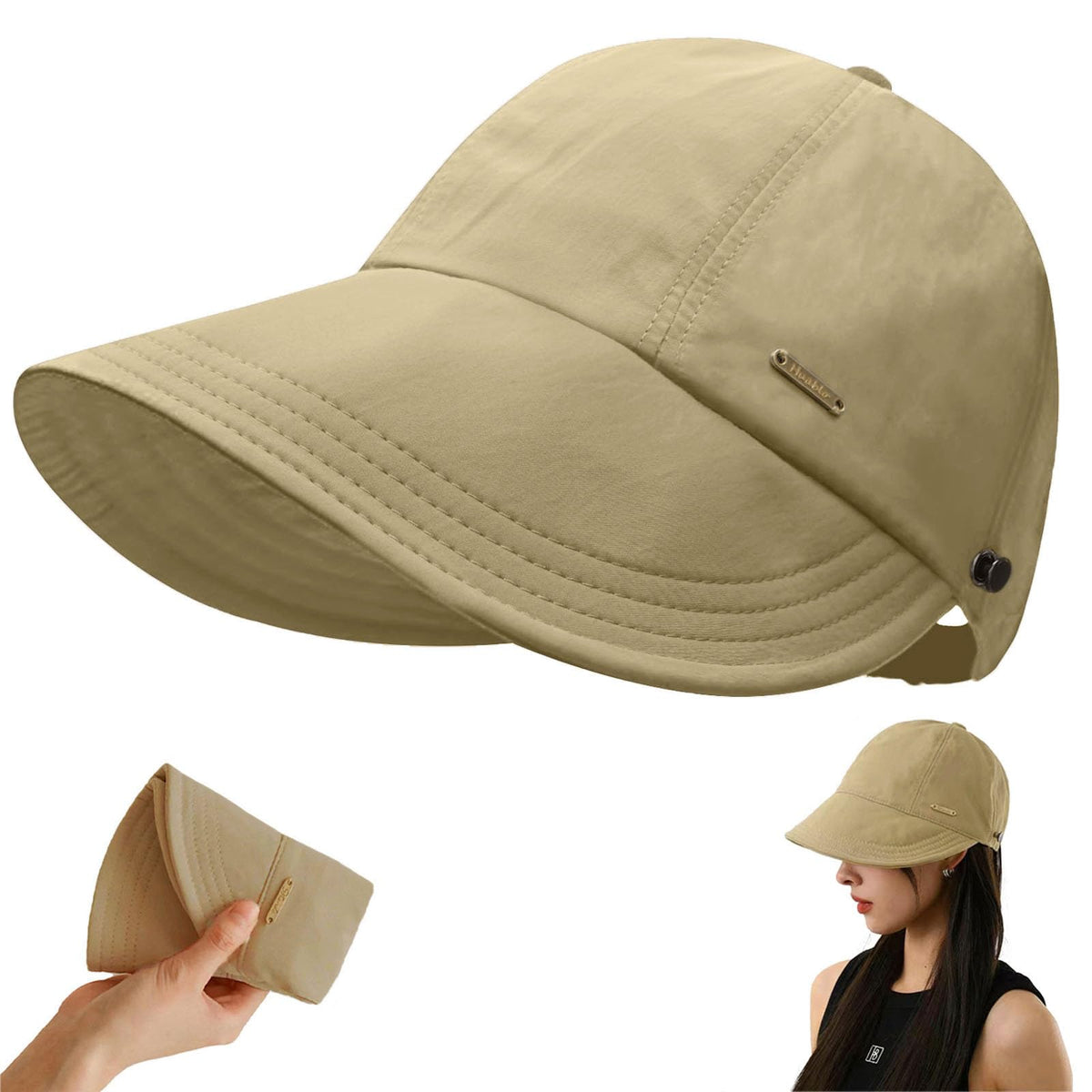 UPF 50+Womens Sun Hat UV Protection Hiking Fishing Hats Wide Brim Hat Adjustable Ponytail Packable Sun Cap