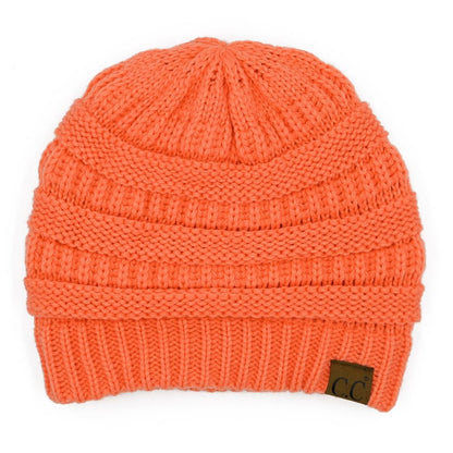 C.C Unisex Chunky Soft Stretch Cable Knit Warm Fuzzy Lined Skully Beanie
