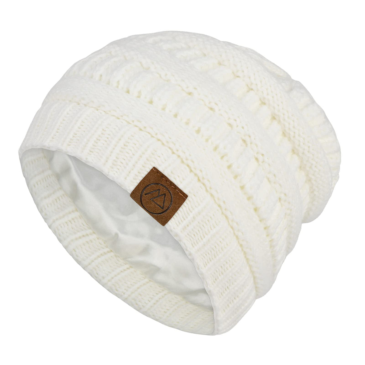 Beanies Women Satin Lined Beanie Winter Hats for Women Silk Lined Slouchy Beanie for Winter Warm Knit Cuffed Beanie Hat