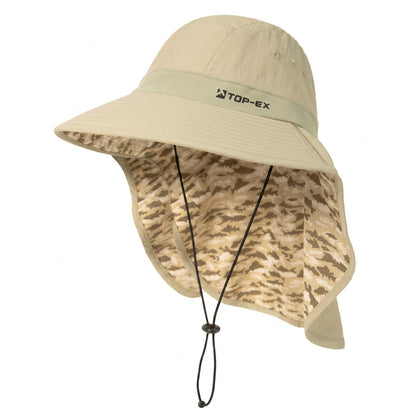 TOP-EX UPF 50+ Cooling Wide Brim Sun Hat for Men with Neck Flap, Packable