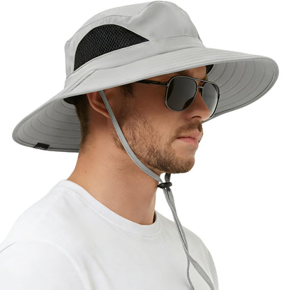 Wide Brim Sun Bucket Hat, Waterproof Boonie Hat for Men & Women