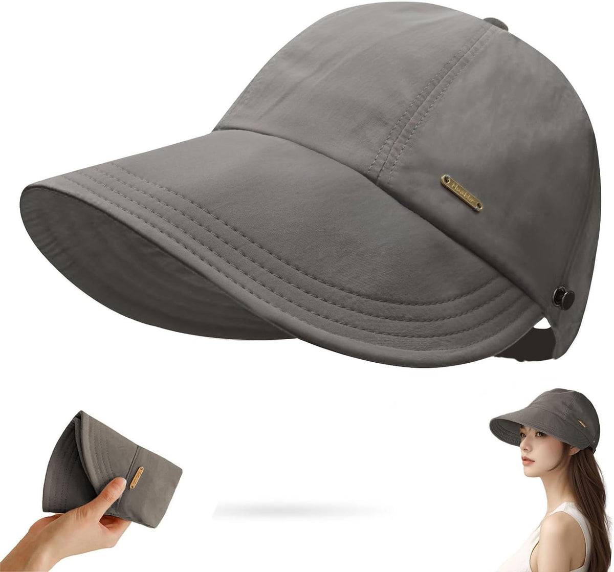 UPF 50+Womens Sun Hat UV Protection Hiking Fishing Hats Wide Brim Hat Adjustable Ponytail Packable Sun Cap