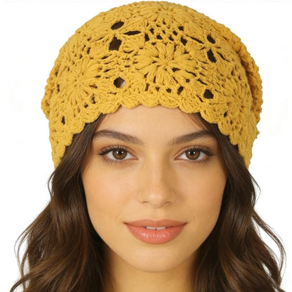 Crochet Hat for Women Cotton Slouchy Beanie Knitted Handmade Skull Cap for Travel Daily Wear