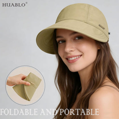 UPF 50+Womens Sun Hat UV Protection Hiking Fishing Hats Wide Brim Hat Adjustable Ponytail Packable Sun Cap