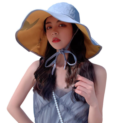 HUAMULAN Women Summer Vacation Wide Brim Sun Hat Reversible Fishing Hats