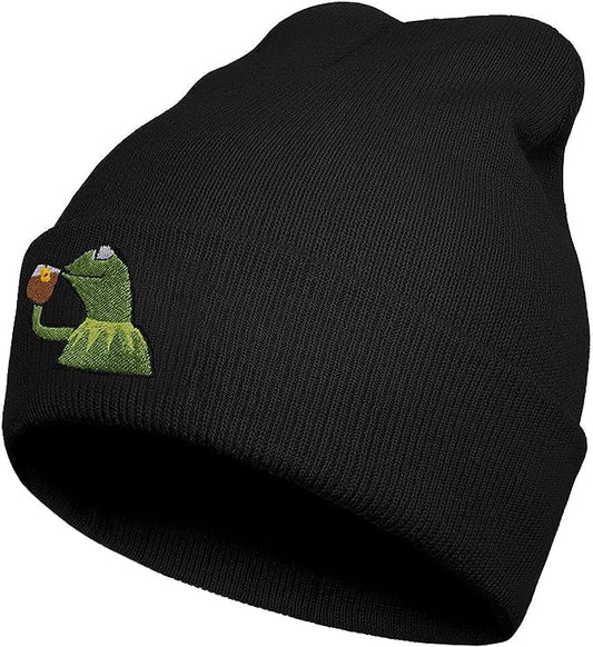 Funny Beanies Hat, Men's and Women's Winter Warm Black Fashion Cool Embroidered Knit Hat