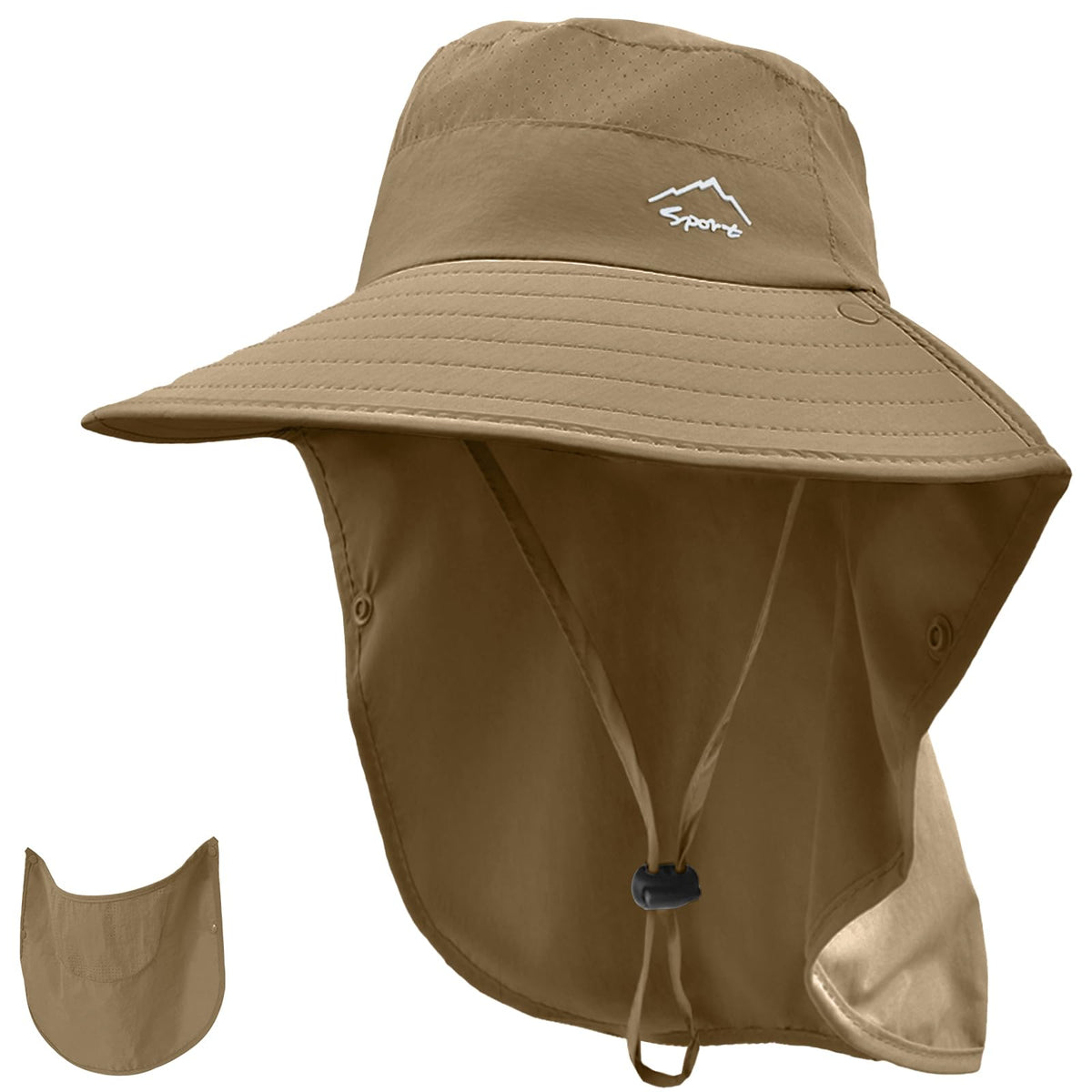 Rosoz Sun Hat for Men Women with Neck Flap& Removable Face Cover Wide Brim