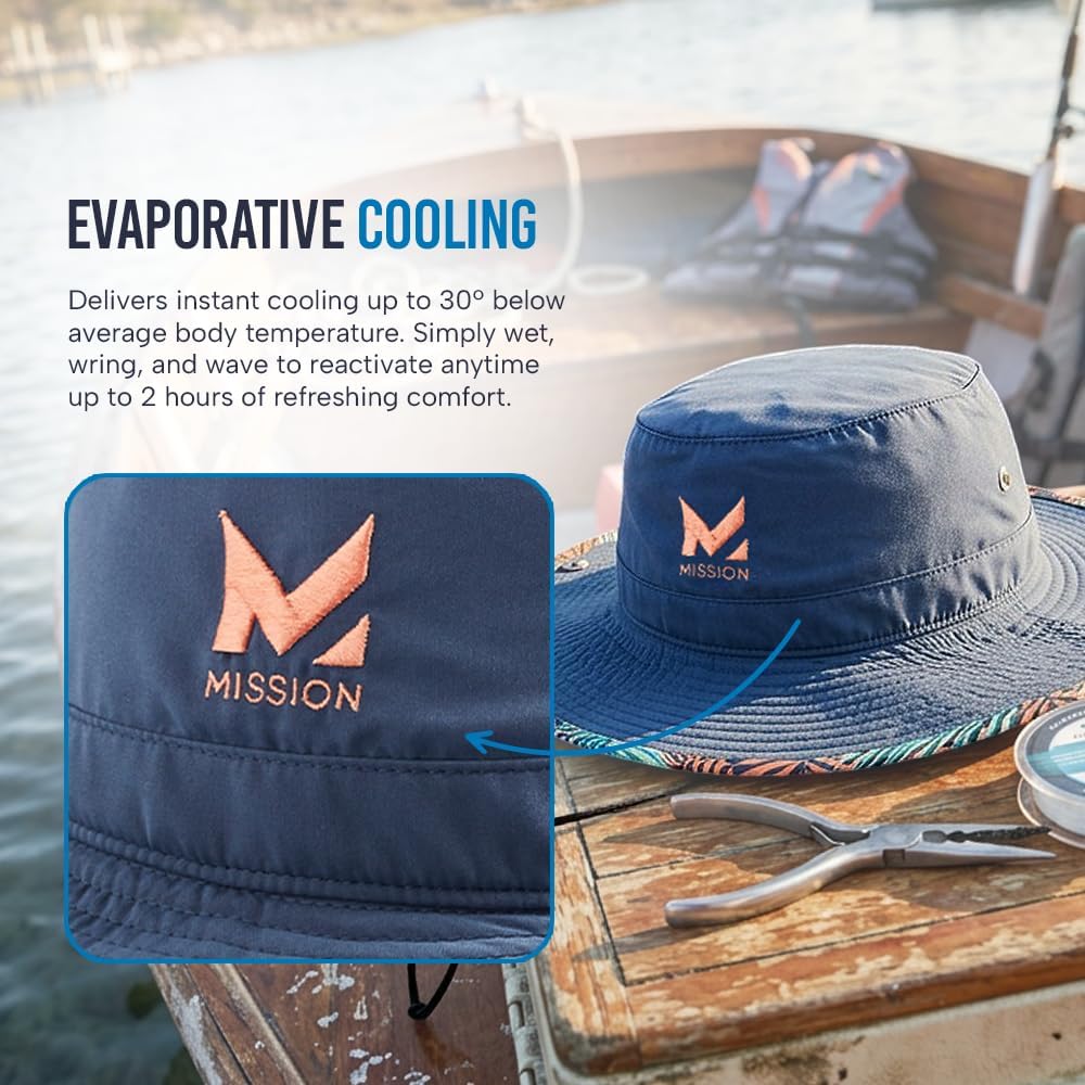 MISSION Cooling Bucket Hat - Unisex Wide-Brim Hat for Men & Women - Lightweight, Foldable & Durable - Cools Up to 2 Hours