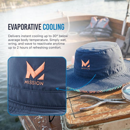 MISSION Cooling Bucket Hat - Unisex Wide-Brim Hat for Men & Women - Lightweight, Foldable & Durable - Cools Up to 2 Hours