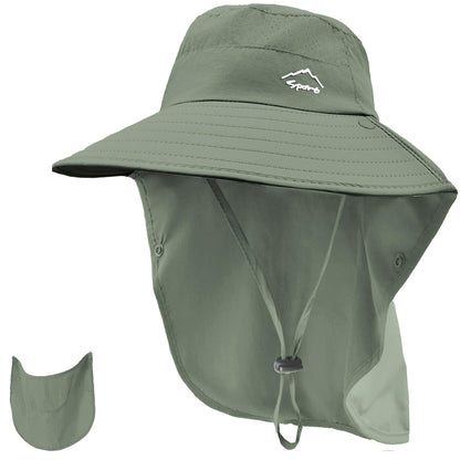 Rosoz Sun Hat for Men Women with Neck Flap& Removable Face Cover Wide Brim