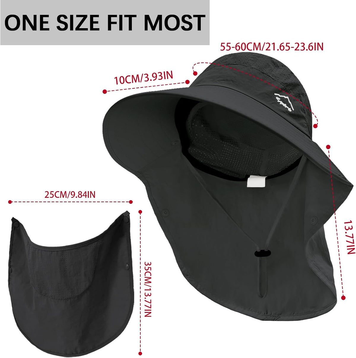 Rosoz Sun Hat for Men Women with Neck Flap& Removable Face Cover Wide Brim