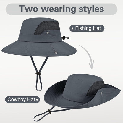 Sun Hat for Men Women UV Protection Wide Brim Fishing Hats Breathable UPF 50+ Boonie Bucket Hats Beach Safari Hiking Garden