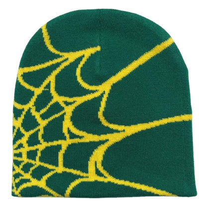 Pooyikoi Y2K Gothic Spider Pattern Wool Acrylic Knitted Hat Women Beanie Winter Warm Beanies Men Casual Skullies Outdoor
