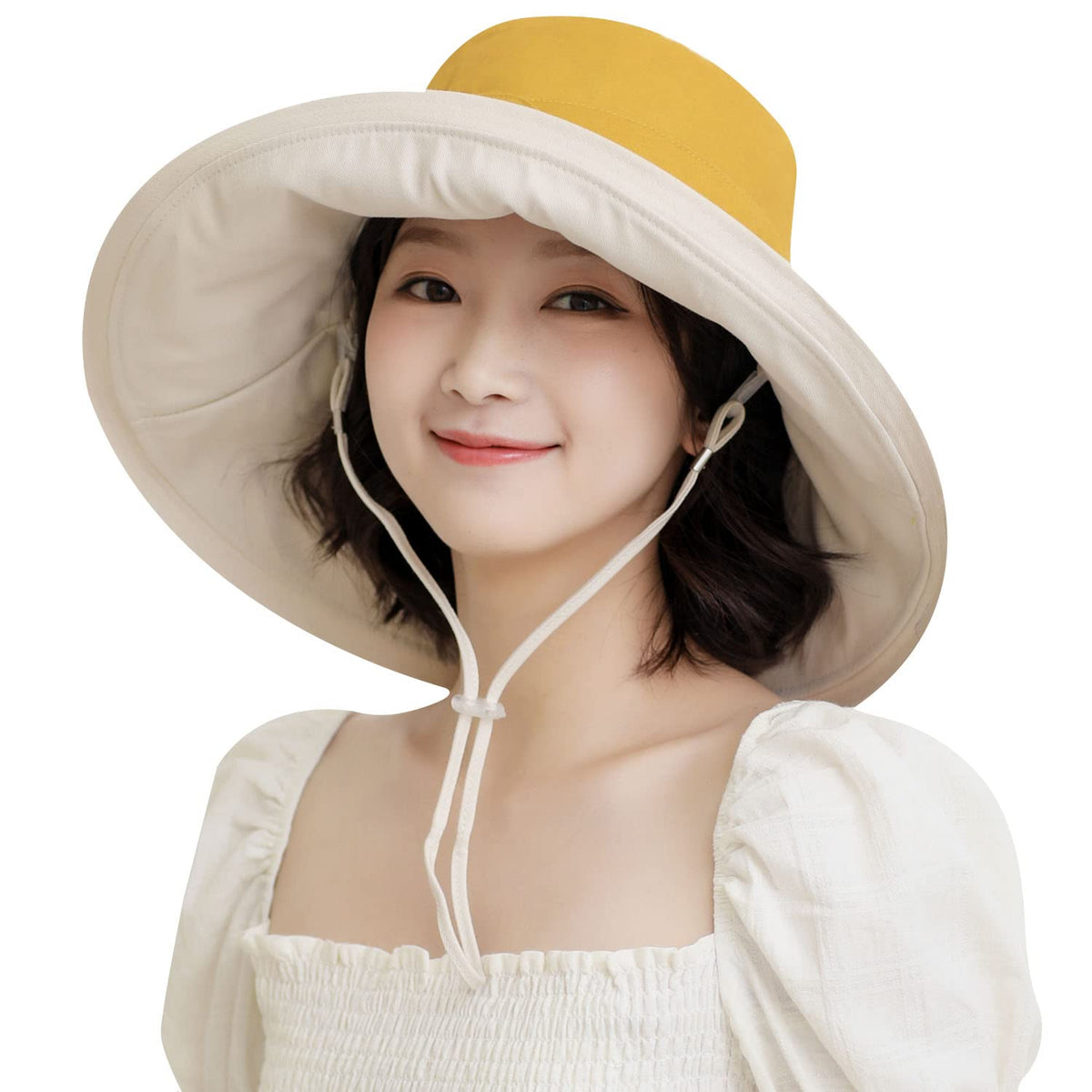 HUAMULAN Women Summer Vacation Wide Brim Sun Hat Reversible Fishing Hats