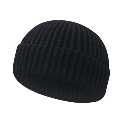 Wool Fisherman Beanies for Men Women Short Cuff Knit Beanie