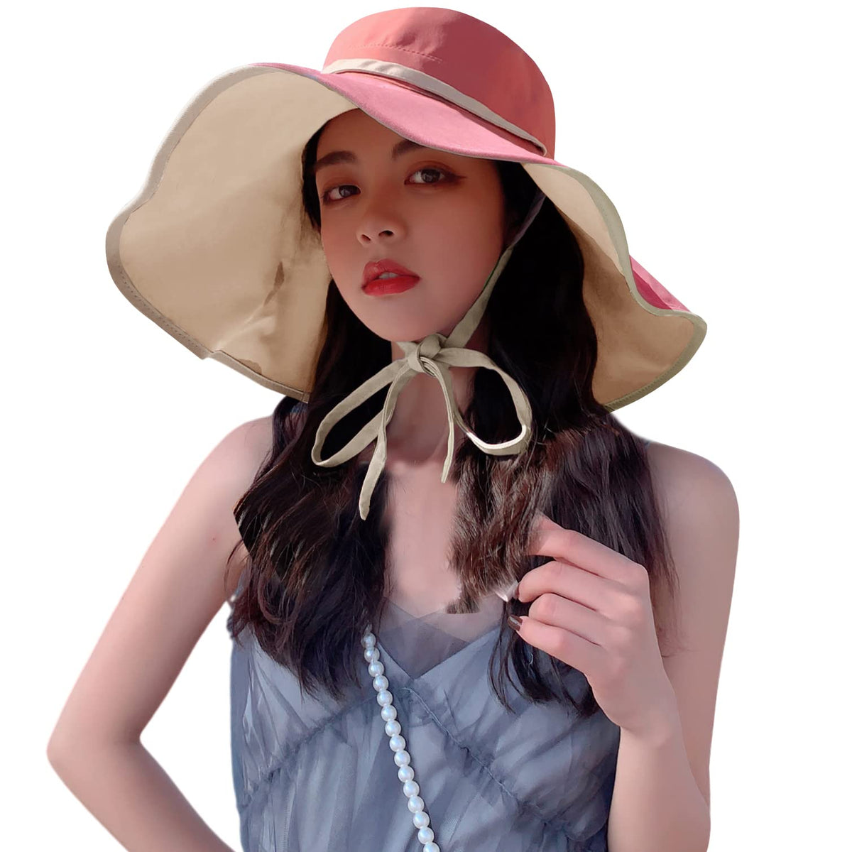 HUAMULAN Women Summer Vacation Wide Brim Sun Hat Reversible Fishing Hats