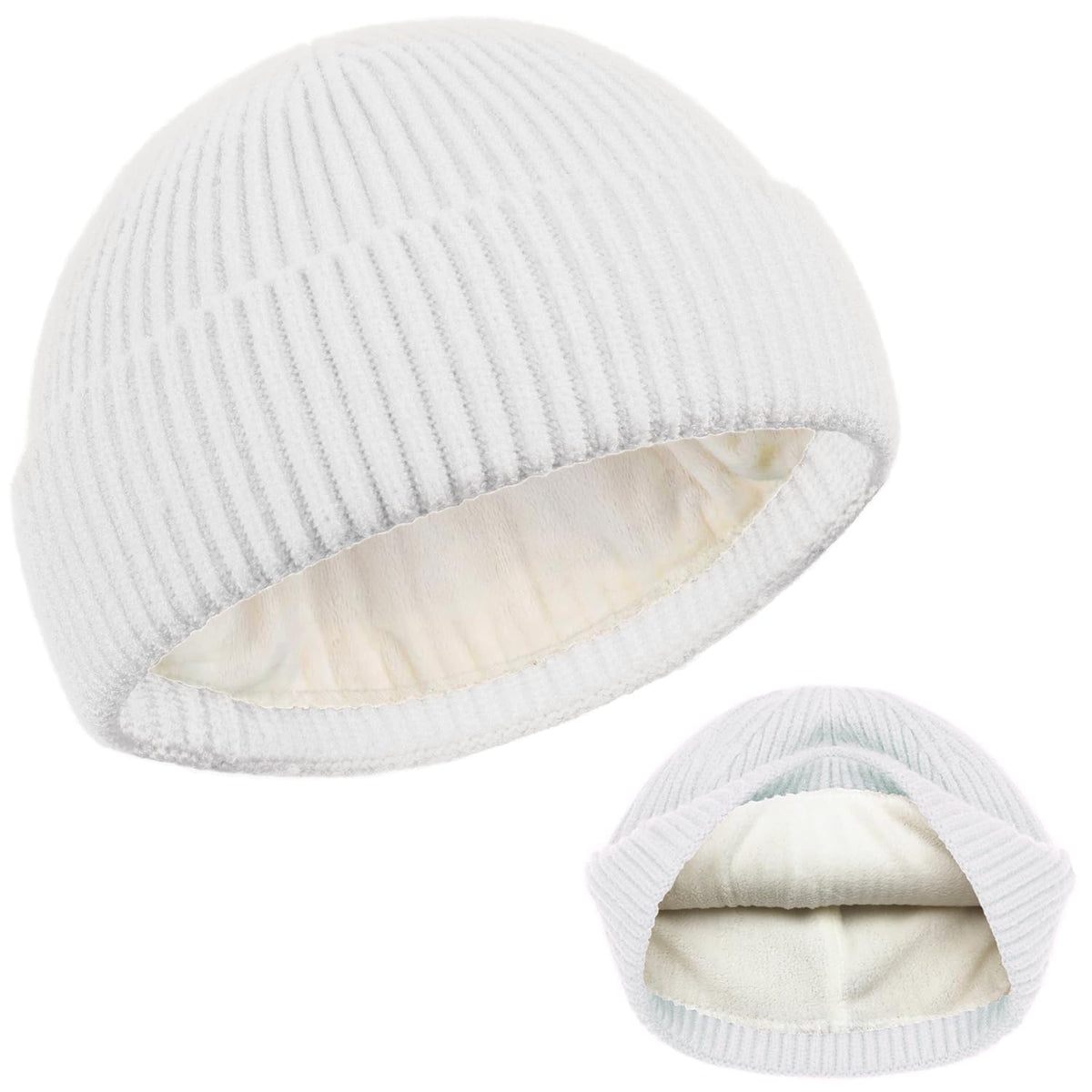 ROYBENS Swag Wool Knit Cuff Short Fisherman Beanie for Men Women Winter Hat